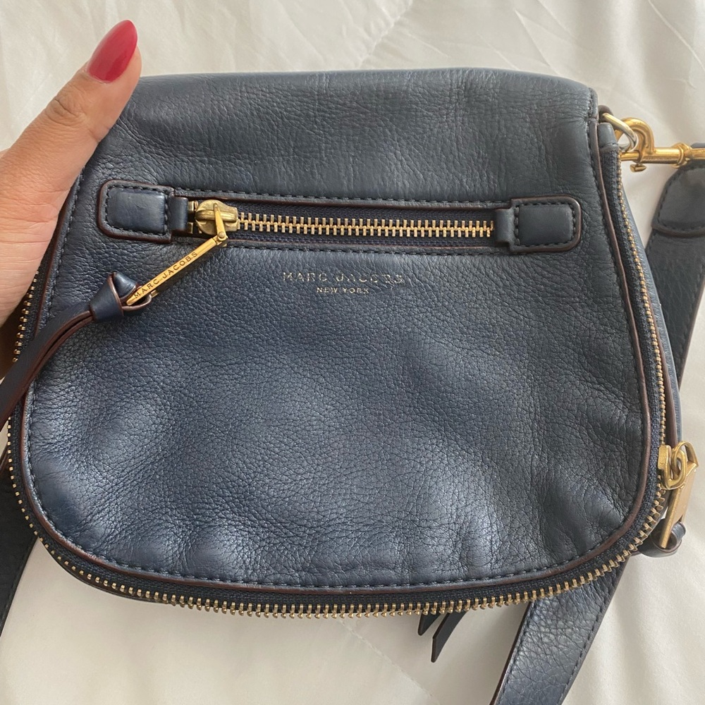 Marc Jacobs Leather Nomad Recruit Saddlebag Navy